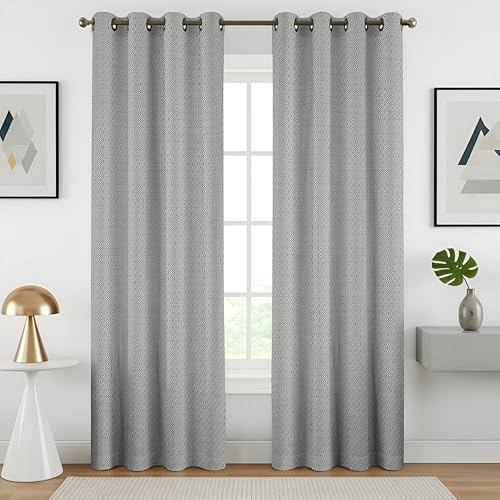 Image of Fabrilia Jacquard Geometric Pattern Curtains for Long Door | Black & White Diamond Design | Room Darkening Curtain Panels | Pack of 1 Piece | 9 feet