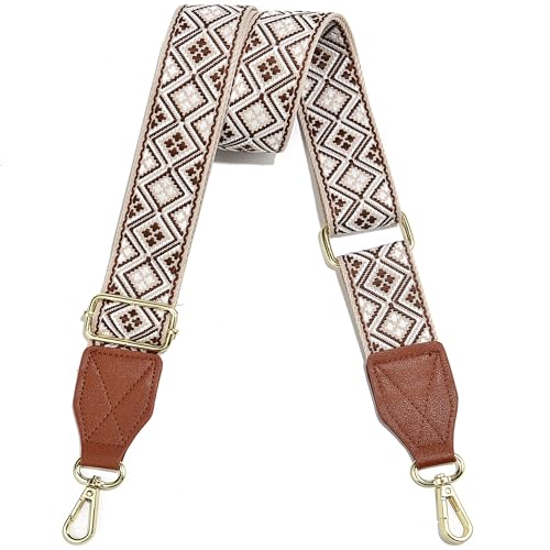 Image of Purse Strap,1.5 inch Leather End Shoulder Strap Adjustable Replacement,Retro Multi-Pattern Crossbody Bag Straps