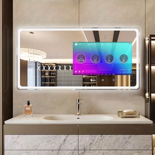 39×20 Inch Smart Vanity Bathroom Mirror with 21.5" Waterproof Tou...