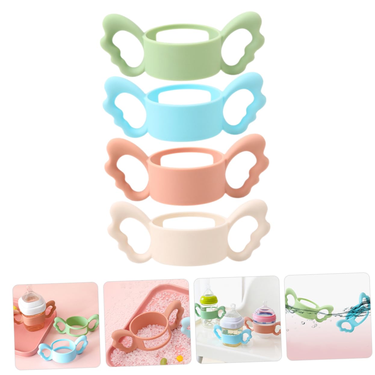 4pcs Silicone Handles Grip for Toddlers 6cm Wide Compatible Infant and Bottles Easy to Hold and Use
