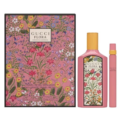 Gucci Flora Gorgeous Gardenia 2 Pcs Gift Set For Women: 3.3 EDP Spray + Mini Pen EDP Spray 0.33