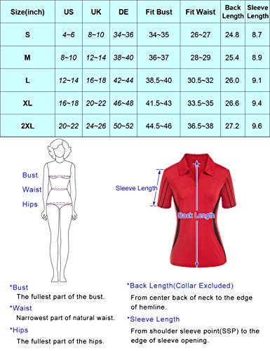 Women Golf Tops Short Sleeve Upf 50+ Tennis Polo Shirts Upf 50+ V Neck Equestrian Shirts Black Xl #TOP5