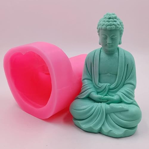 Miniatura 10 de Mini moldes para velas con cabeza de Buda para derretir cera resina epoxi yeso artesanía, molde de silicona para decoración de velas