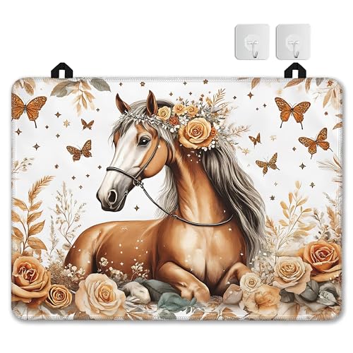 Image of Electric Stove Top Cover,Lovely Horse Stove Cover for Glass Top Electric Stove,Glitter Flower Butterfly Heat Resistant Flat Top Stove Mat Countertop Protector, 28 x 20 Inch