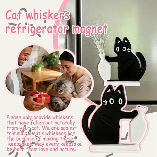 Set de 4 imanes gato negro con soporte para bigotes miniatura 3