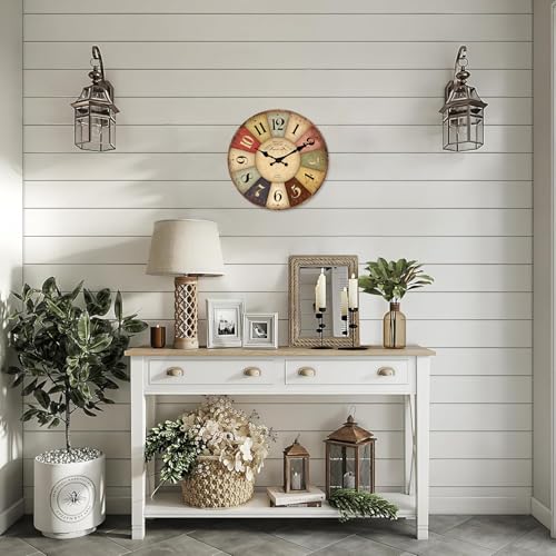Farmhouse Wooden Wall Clocks Battery Operated 10 Inch - Image 5