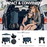 Portal Festival Beach Trolley on Wheels with Canopy Folding 350L XXL Heavy Duty Camping Trolley Cart with Brakes Open Tailgate Pull along Wagon Collapsible Garden Hand Truck Trailer Buggy - 7