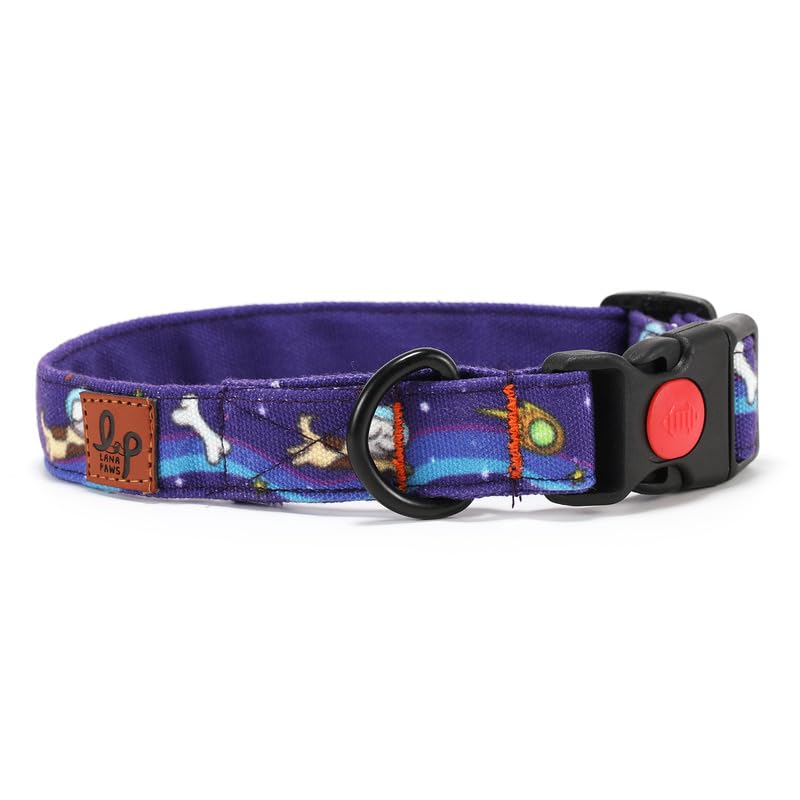 Image of Lana Paws Polycotton Cosmic Dog Skin-Friendly, Fabric Dog Collar Belt, Small, Adult Shih Tzu & Similar, 14 x 1 inch