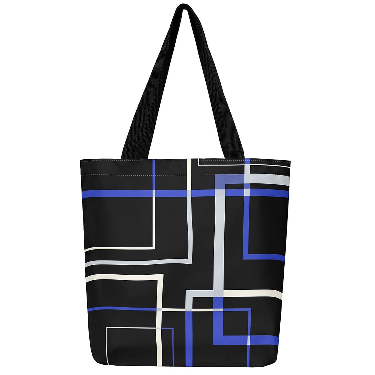 Homewish Abstract Canvas Tote Bag Rectangle Square Shopping Bag, Black and Navy White Canvas Bag Modern Minimalism Grocery Bag, Aesthetic Tote Bag