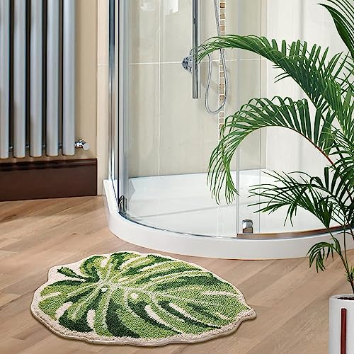 Roseate Big Leaf Super Soft Anti Skid (40x60 cm) Super Absorbent Mats Microfibre 2000 GSM Bath Mat for Bedroom/Kitchen/Door Mat/Floor Mat (Green) Pack of 1 4 51DSFrvpj4L