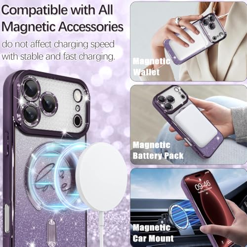 Image of ZIYE Magnetic Case Designed for iPhone 18 Pro Max Max Glitter Case -Purple