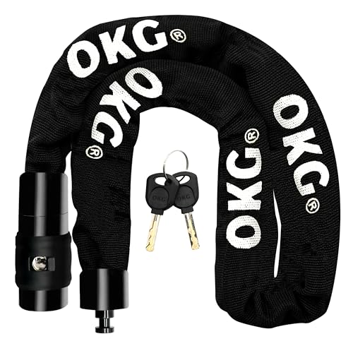 OKG Bike Chain Lock - 35 x 1/4 in (6mm) Thick Square Cut-Proof Chain, Hardened Alloy Steel Anti-Theft Security for Bike, ATV, Scooter, Trailer, Moped, Grill, Gate Fence