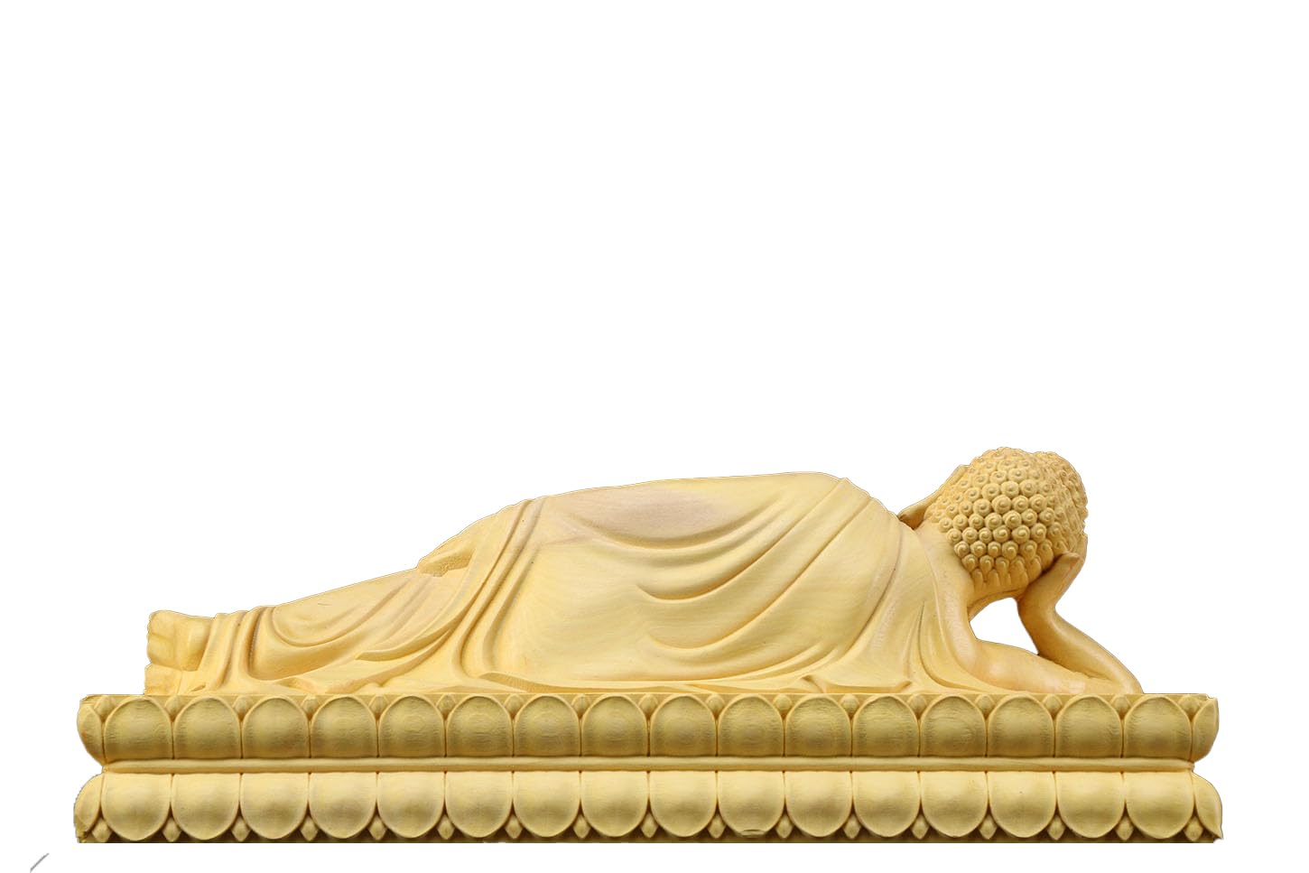 Amazon｜黄楊木彫り仏像 釈迦如来涅槃像 臥仏 仏身の卍字紋 扇面形彫刻