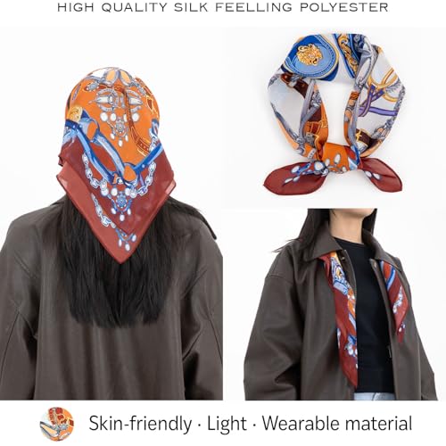 Satin Silky Sqaure Scarf Paisley Floral Bandanas Hair Head Neck Band Scarves for Women Lightweight 27inches3