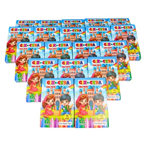 25 Cx Giz de Cera Pequeno p/Kit Festa Lembrancinha Infantil Artesanato Pintura