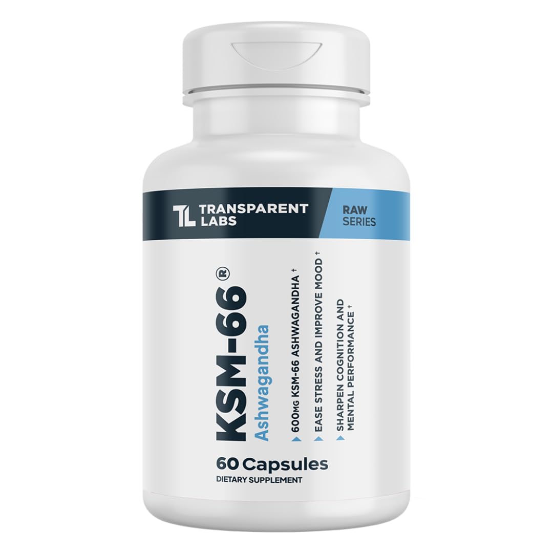 Transparent Labs KSM-66 Ashwagandha - KSM 66 Ashwagandha Supplement for Men and Women with KSM66 Root Extract - 60 Count