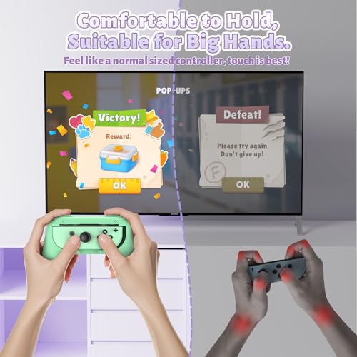Image of FASTSNAIL Grips Compatible with Nintendo Switch for Joy Con & OLED Model for Joycon, Wear-Resistant Handle Kit Compatible with Joy Cons Controllers, 2 Pack (Purple and Green)
