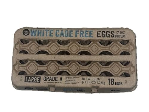 Amazon Brand - Happy Belly Cage Free Large White Eggs, Grade A, 18 Count (Packaging May Vary) #TOP3