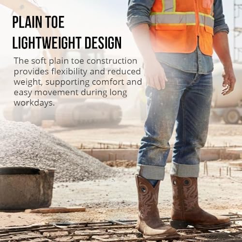 Image of Wolf Work Boots for Men Genuine Leather, Oil and Slip Resistance - Plain Toe