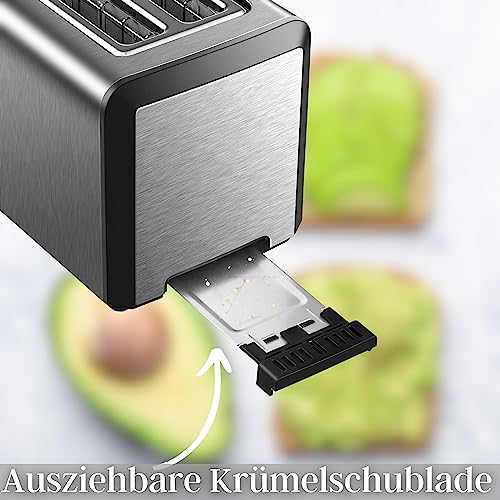 Toaster Langschlitz | 4 Scheiben Toastautomat | XXL | 1500 Watt | 6-Stufen Bräuneregler |...