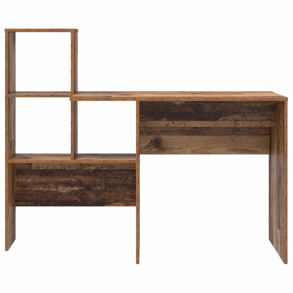 Scrivania con Scaffali Legno Vecchio 131,5x50x106,5 cm | Tavolo da lavoro compatto per ufficio a casa e studio, dotato di finitura opaca antiriflesso e ripiani integrati.