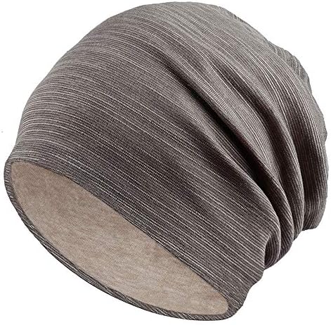 ICSTH Unisex Sleep Hat Soft Cotton Beanie Street Dancer Cap Watch Hat (Wave Pattern Khaki)