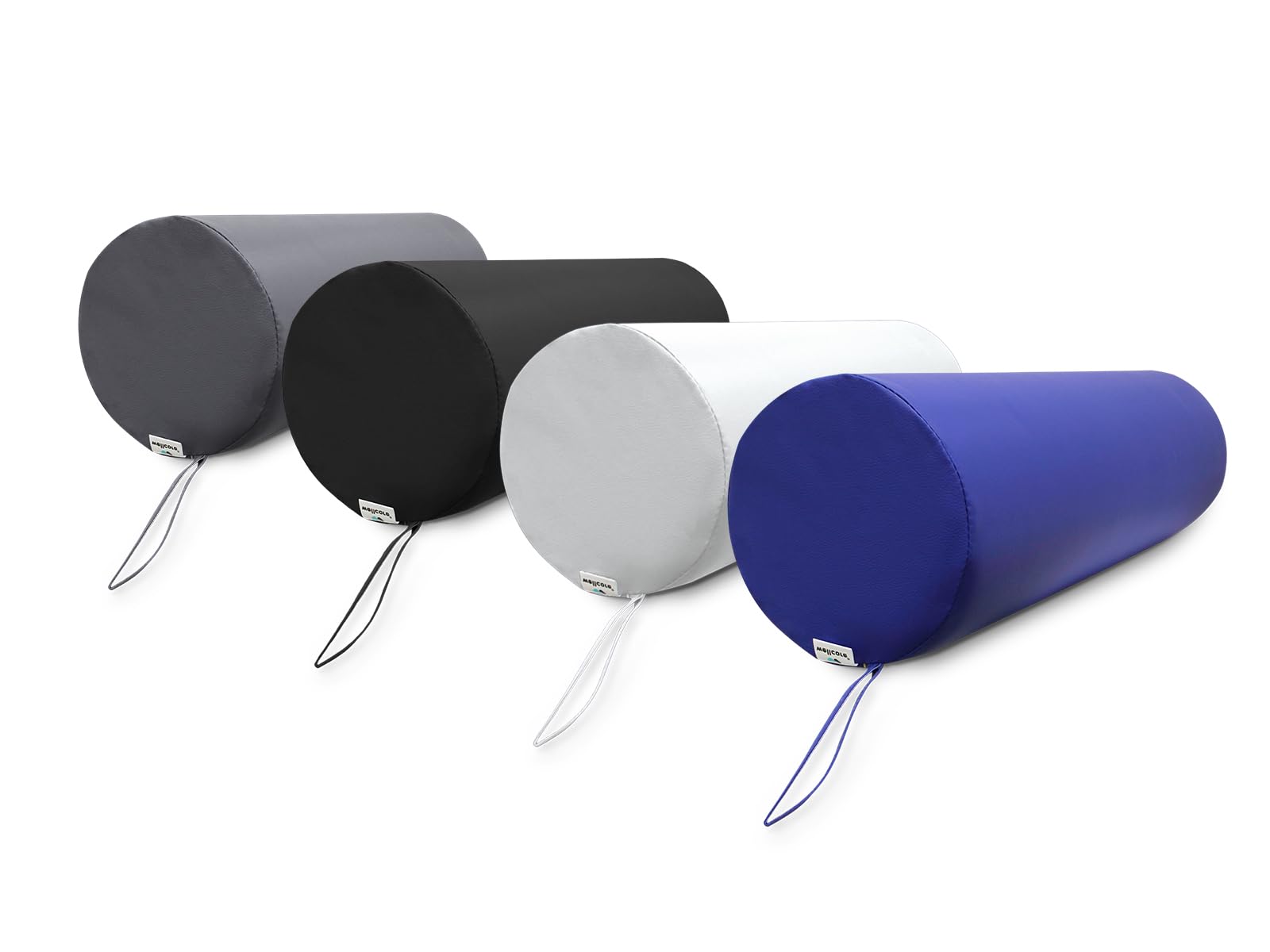 WELLCORE Cojín cilindro de masaje, 60 x 20 cm, Polipiel, Desenfundable, Rellenos de Espuma, para Yoga, para Fitness, para camilla de Masaje, Ergonómico, Negro