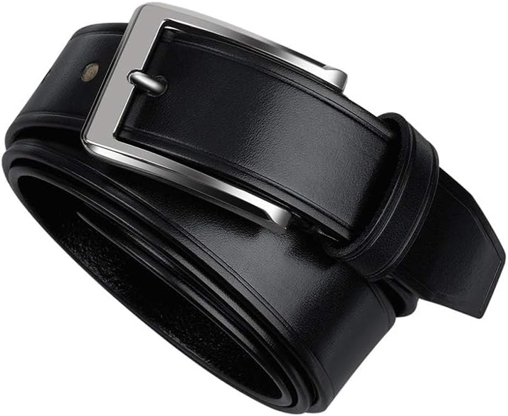 Glatter Herren Ledergürtel Leder Mittleren Alters D Jung Casual Dornschließe Gürtel Young Business Gürtel Langlebig, Black, 120