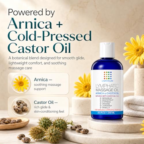 Image of Bruizex Lymphatic Drainage Massage Oil, Arnica & Castor, 8.5 Oz