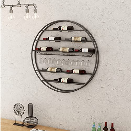 Porte-bouteilles de vin en fer noir mural porte-gobelet suspendu