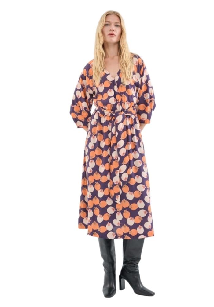 Robe midi viscose de qualité supérieure LENZING ECOVERO imprimé kaki - 6