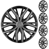XLAVTIY 17 Inch Universal Hubcaps Wheel Covers, Snap-On Wheel Rim Covers for Cars and SUVs, Compatible with Most Steel Wheels, Set of 4 (Grey and Black)