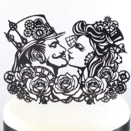 Decoration De Gateau De Mariage En Style Rock Gothique Rose Steampunk Amazon Fr Produits Handmade