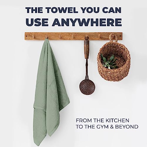 Sage Green Hand Towels - Made From 100% Pure Egyptian Cotton - 600 Gsm - Quick Dry And More Absorbent Than Turkish Hand Towels - Extra Large Size 19" X 35" #TOP5