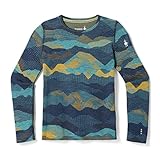 Smartwool Kid's Classic Thermal Merino Base Layer Crew for Boys and Girls Blueberry MTN Scape X-Large