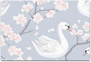 Qhite Swans and Cherry Clossoms Pattern Canvas Art Wall Painting Decor for Dining Room Living Room Bedroom Bathroom Office Home Decor 8"x12"