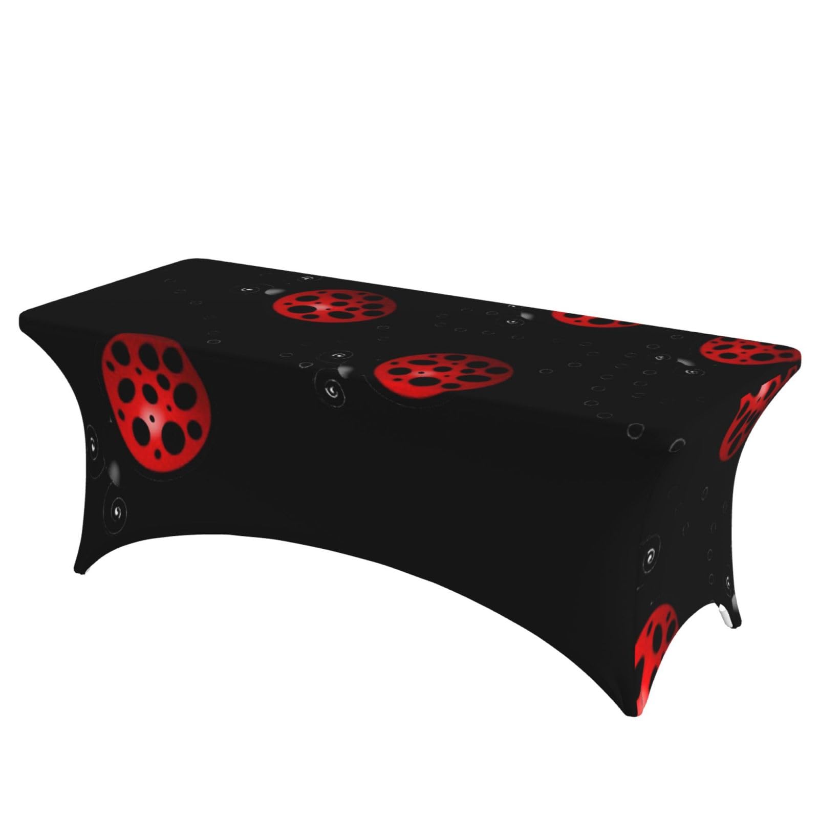 DCEHGEW 6FT Spandex Rectangular Table Cloth, Art Ladybug Tracks Printed Fitted Elastic Tablecloths Washable Table Cover for Event, Wedding, Banquet & Party