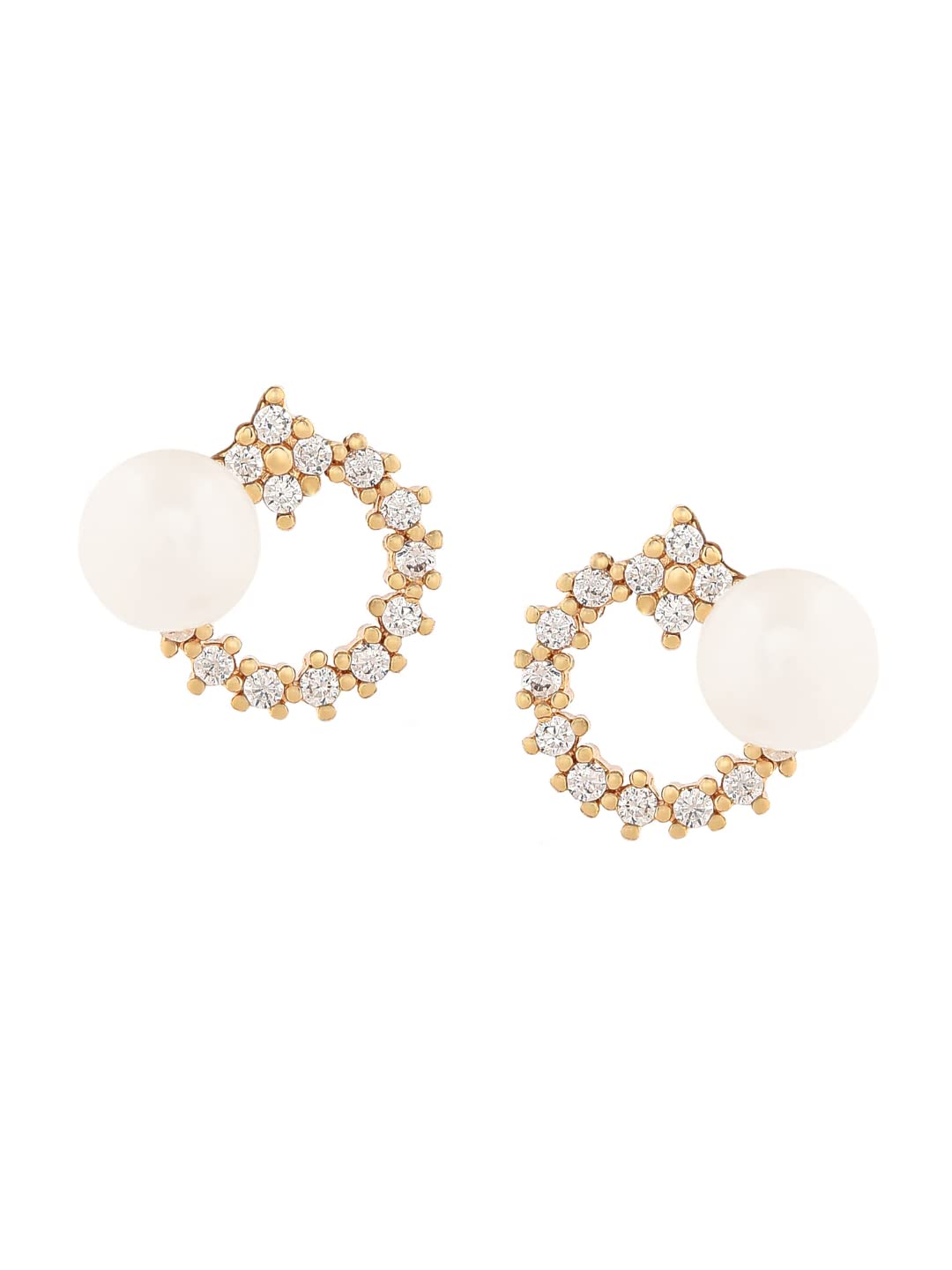 Zaveri Pearls White Freshwater Pearl & Cubic Zirconia Brass Studs Earring For Women-ZPFK11395 (B09K5PB513) Amazon Price History, Amazon Price Tracker