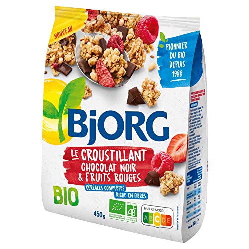 BJORG - Croustillant Chocolat Noir & Fruits Rouges - Céréales Complètes - Riche En Fibres - 450G Cover