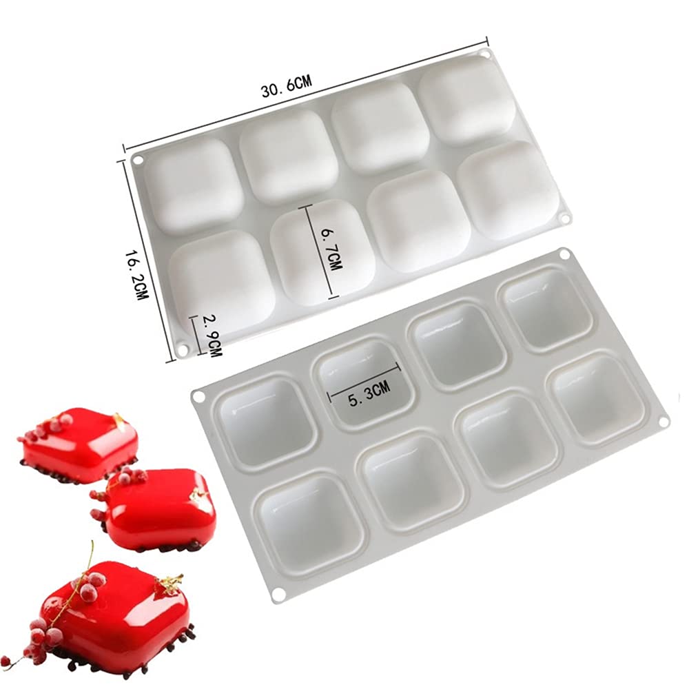 8 Cavity Square Silicone Mold For Doughnut Dessert Baking Pan Ice Cream Biscuit Cake Tools DIY Soap Mould Use Steam Oven