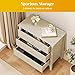 May in Color Large Beige 3 Drawer Dresser, Painted 30 Inch Tall Wood Nightstand with Storage, Wide Modern Chest of Drawers with Ball Bearing Slide for Bedroom Hallway Living Room Entryway Office