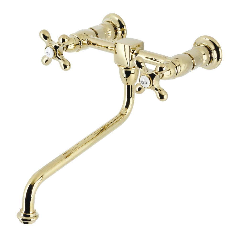 Robinetterie murale rétro pour lavabo de salle de bain esprit spa en laiton poli éclatant