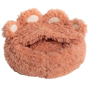 Cat Bed with Cover Cave – Dog Cave Bed with Standing Paws,Covered Round Kitten Bed with Hooded Blank