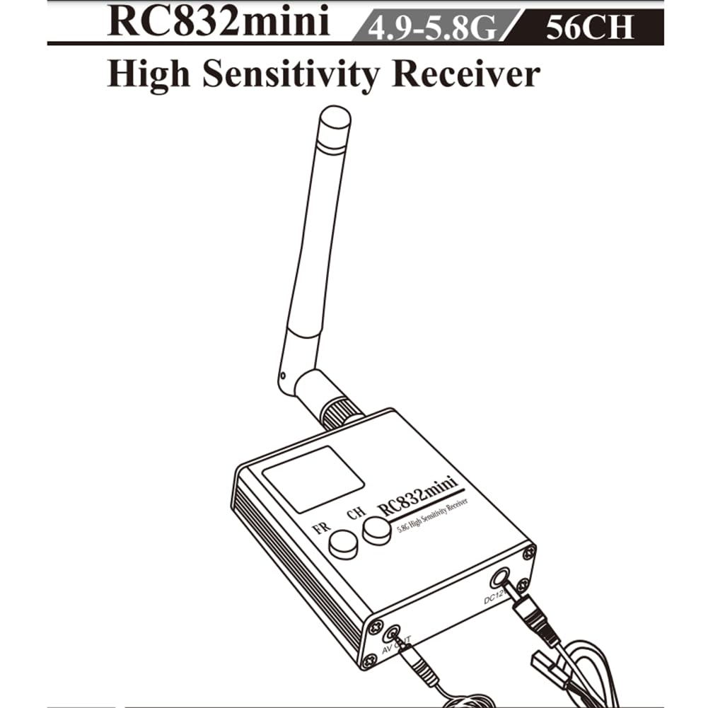 RC832Mini 5.8G 56Ch Ricevitore Ad Alta Sensibilità con A/V e di Alimentazione per Velivoli Multicottero FPV
