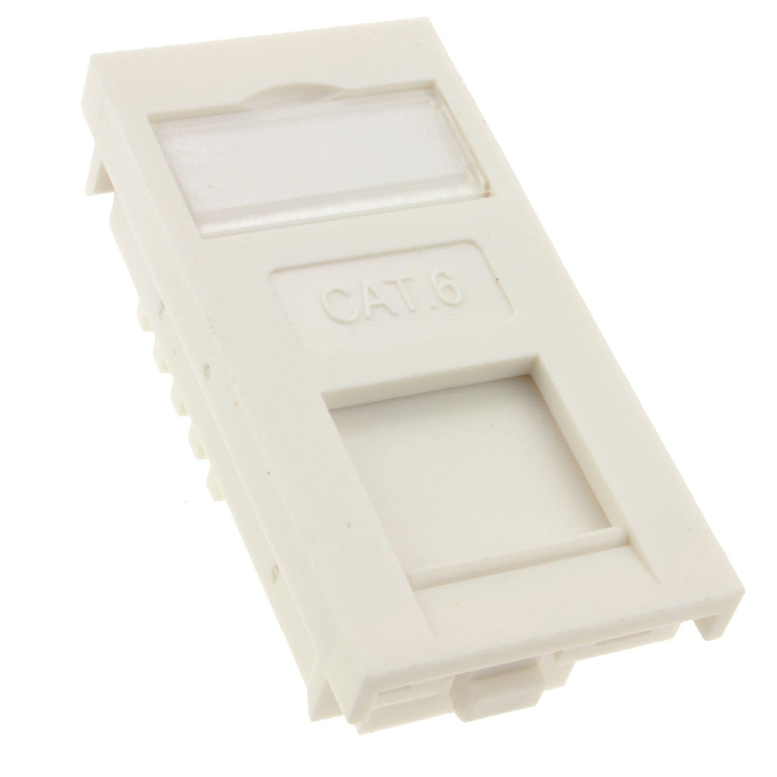 Kenable White Cat6 Rj45 Patch Cable Module Euro Faceplate Socket Keystone Insert With Name Plate - Compatible With Cat5e Cat5 Solid Core Idc Termination Wall Outlet