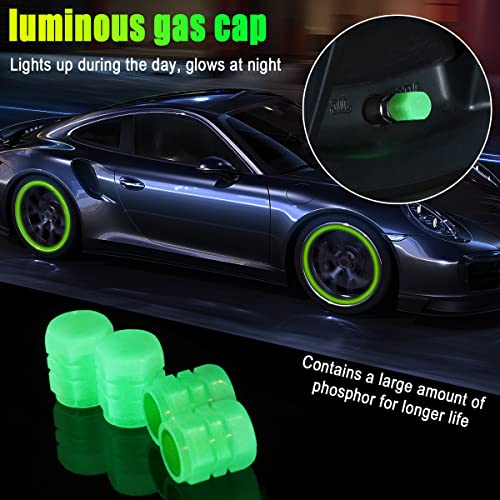 Tire Valve Stem Caps for Car, 4PCS Noctilucous Tire Air Caps Cover, Illuminated Auto Wheel Valve Stem Cap, Car Accessories Universal for Car, Truck, SUV, Motorcycles, Bike