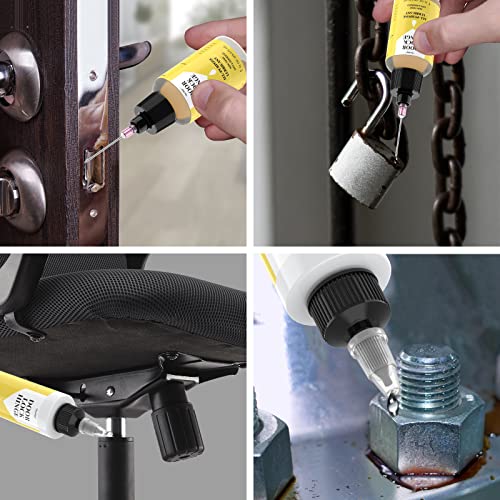 Image of Door Hinge Lubricant kit | 4 oz + 1 oz Needle Combo, Long-Lasting Lock Lubricant, Hinge, Lock, Tools, Bicycles | Stops Squeaks Fast, Smooth Locks & Hinges, Prevent Rust, Multi-Purpose Door Hinge Lubricant for Car, Tools, Bike Chains