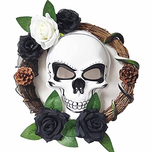 Guirlande fausses fleurs Halloween rose de la mort tête de fantôme serpent extérieur