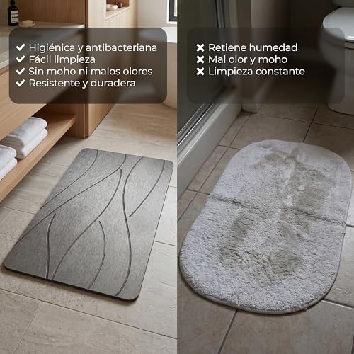 Alfombrilla diatomita de baño 60x40 SOFBON con acabado premium 6