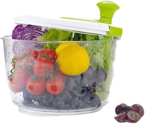 Miniatura 6 de 100% Apollo Molinillo de ensalada, manivela y tapa de bloqueo, multifunción, 5 cuartos de galón, manuales, buenos agarres, secadora de verduras,